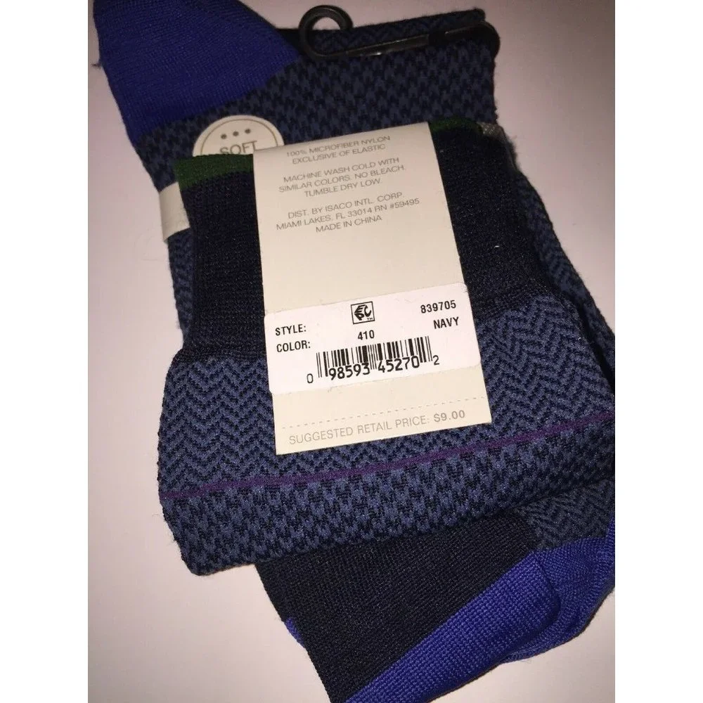 Perry Ellis Lot of 2 Pairs Men's Printed Socks, Shoe Size 7-12